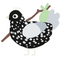 A sable and mist chicken with a speckle pattern