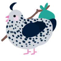 A mist and tumblr chicken with a speckle pattern