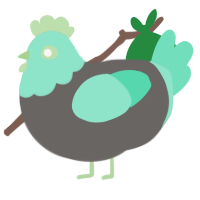 A grey and mint chicken with a head pattern