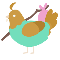 A mint and gold chicken with a head pattern