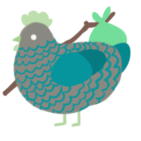 A ash and teal chicken with a lace pattern