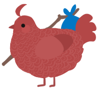 A red chicken with a double-lace pattern