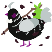 A black and silver chicken with a half-bar pattern