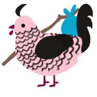 A rose and sable chicken with a lace pattern