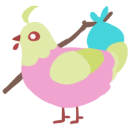 A pink and lemon chicken with a head pattern
