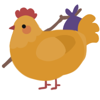 A orange chicken with a head pattern