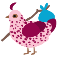A rose and maroon chicken with a speckle pattern