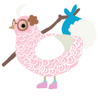 A rose and white chicken with a double-lace pattern