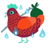 A mint and cerulean chicken with a lace pattern