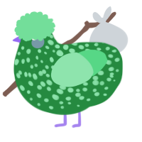 A viridian and spring chicken with a speckle pattern