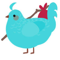 A aqua chicken with a half-lace pattern