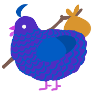 A indigo and ultramarine chicken with a lace pattern