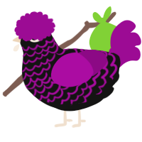 A black and plum chicken with a lace pattern