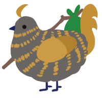 A grey and gold chicken with a bar pattern