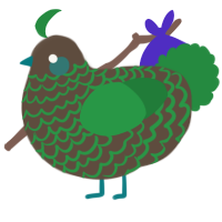 A bark and viridian chicken with a lace pattern