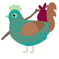 A turquoise and brown chicken with a lace pattern