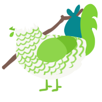 A white and grass chicken with a lace pattern