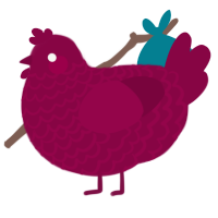 A maroon chicken with a lace pattern