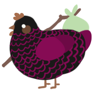 A sable and wine chicken with a lace pattern