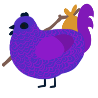 A indigo and violet chicken with a double-lace pattern