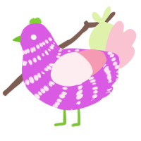 A orchid and rose chicken with a bar pattern