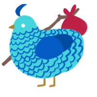 A aqua and ultramarine chicken with a lace pattern
