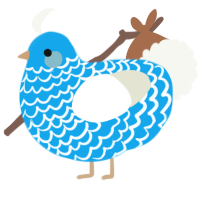 A sky and white chicken with a lace pattern