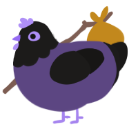 Berenjena, a overcast and sable chicken with a head pattern