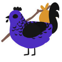 Haggard, a indigo and black chicken with a half-lace pattern