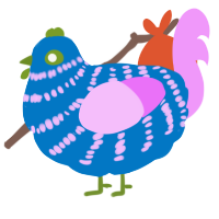 A sapphire and lavender chicken with a bar pattern