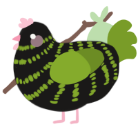 Jamba Juice, a sable and chartreuse chicken with a bar pattern