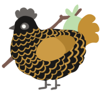 A sable and gold chicken with a lace pattern