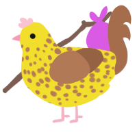 A yellow and brown chicken with a speckle pattern