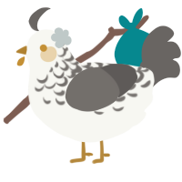 A white and grey chicken with a half-lace pattern