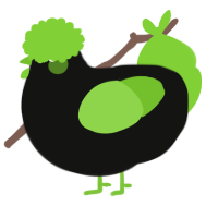 A black and grass chicken