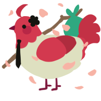 A mist and crimson chicken with a head pattern