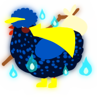 A tumblr and ultramarine chicken with a speckle pattern