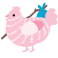 A rose chicken with a bar pattern