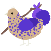 A beige and indigo chicken with a speckle pattern