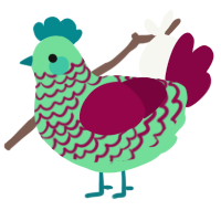 A spring and maroon chicken with a lace pattern