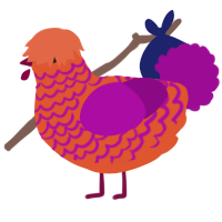 A vermilion and plum chicken with a lace pattern