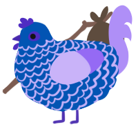 A ultramarine and lilac chicken with a lace pattern