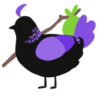 A black and blurple chicken with a neck-band pattern
