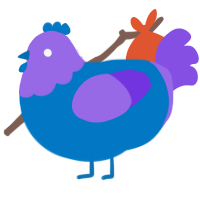 A sapphire and blurple chicken with a head pattern