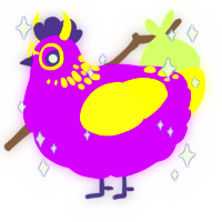 A amethyst and yellow chicken with a neck-speckle pattern