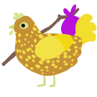 A gold and yellow chicken with a speckle pattern
