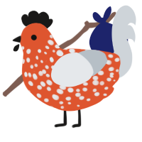 mycelium might, a vermilion and mist chicken with a speckle pattern