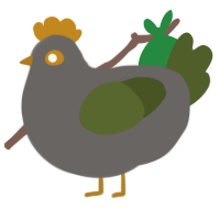A grey and olive chicken