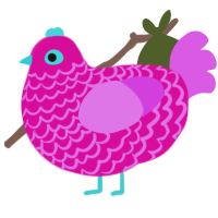 Strawberry Drink, a fuchsia and orchid chicken with a lace pattern
