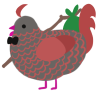 A grey and red chicken with a lace pattern